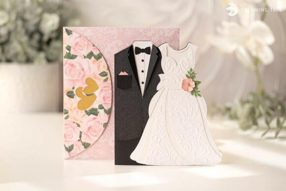 Bride and Groom Card SVG: A 3D SVG for Wedding Branding