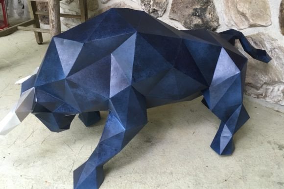 Bull Paper Sculpture 3D SVG for Animal-Themed Branding