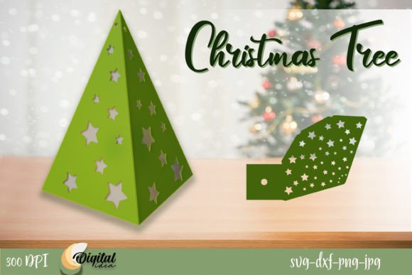 Christmas Trees Lantern SVG: A Festive 3D Graphic for Local Business Branding