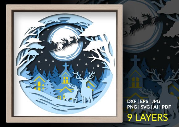 Christmas Winter Wonderland Shadow Box: A 3D SVG for Festive Handmade Creations