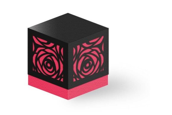 Cut out Roses Lid Cube Party Favour Box