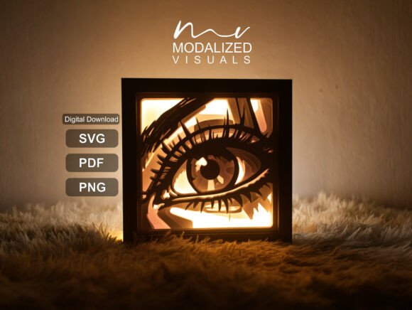 Eye Portrait Paper Cut Lightbox for 3D SVG and Shadow Boxes