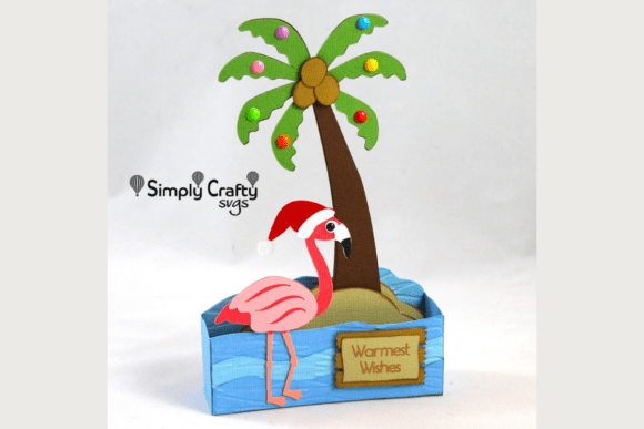Flamingo Christmas Card SVG: A Whimsical 3D Design for Summer-Inspired Holiday Projects