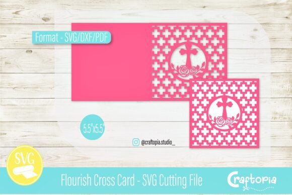 Flourish Cross Card – 3D SVG for Baptism-Themed Content