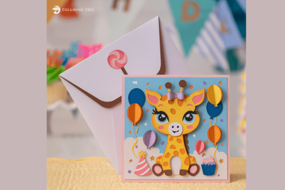 Gentle Giraffe 3D SVG Pop-Up Card for Editorial and Web Publishing