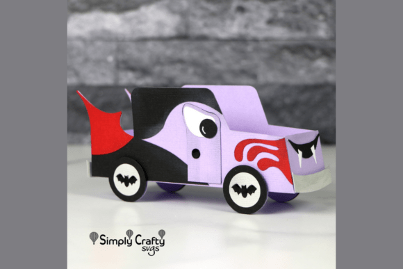 Halloween Vampire Car Treat Box SVG – A Gothic 3D Graphic for Seasonal Design Projects