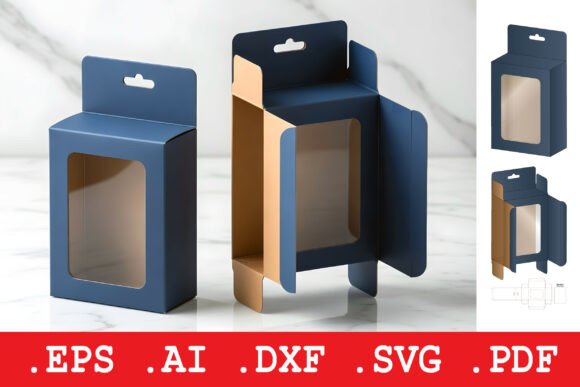 Hanging Window Tuck Box with Euro Slot for 3D SVG Objects