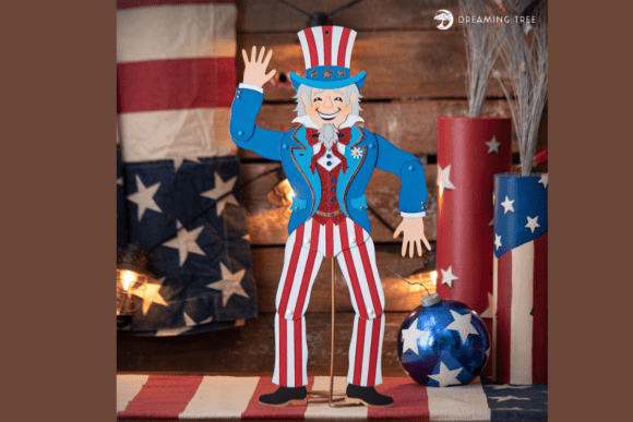 Jointed Sam SVG: A Patriotic 3D Design Asset for Independence Day Projects