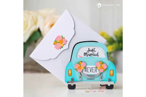Just Married Reveal Card SVG for Wedding 3D SVG Projects