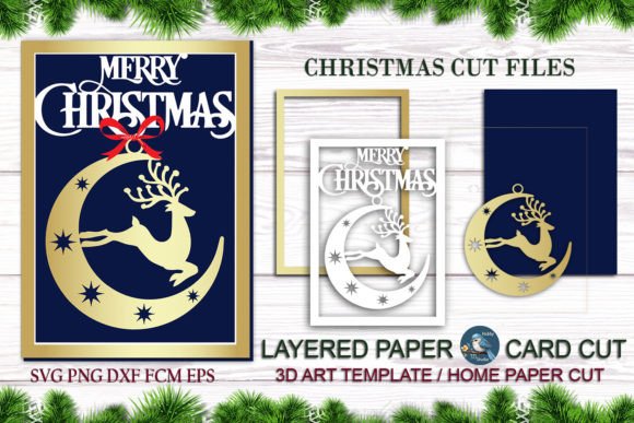 Merry Christmas 3D SVG Paper Cut Card for Content Creators