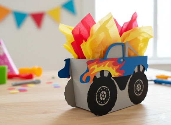 Monster Truck Gift Box 3D SVG for Kids Crafts