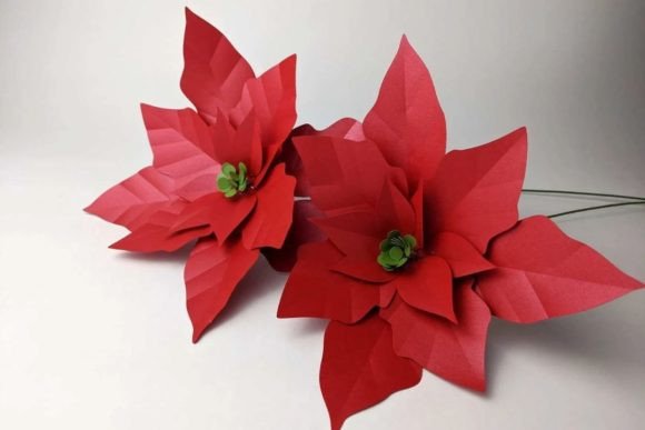 Poinsettia Paper Flower: A Festive 3D SVG for Local Business Branding