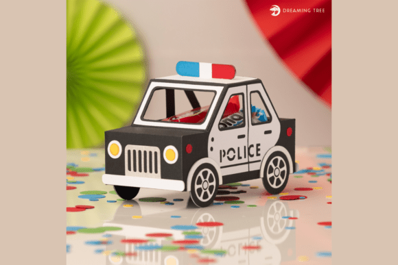 Police Car Favor Box SVG: A 3D Paper Sculpture for Creative Campaigns