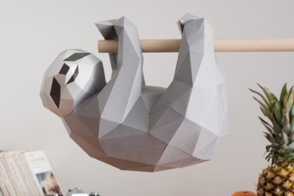 Sloth Paper Sculpture: A 3D SVG Animals Asset Review